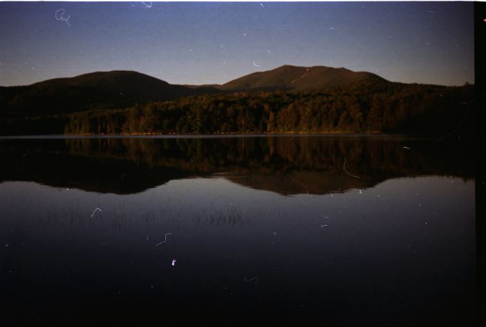 North across Moose Pond, 8 AM on Day 2 of my walk: Wednesday, August 9, 1995.