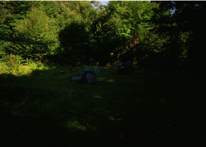 Moose Pond --- my first night's tent site. The non-free-standing bivvy-style tent was not particularly pleasant.