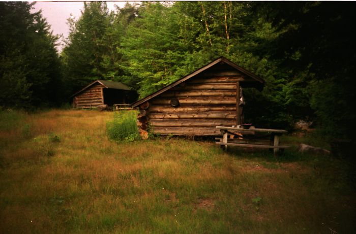The Northern Leantos, with my #2 the closer, looking south along the trail from the Cold River ford. This is my very favorite Adirondack leanto!
