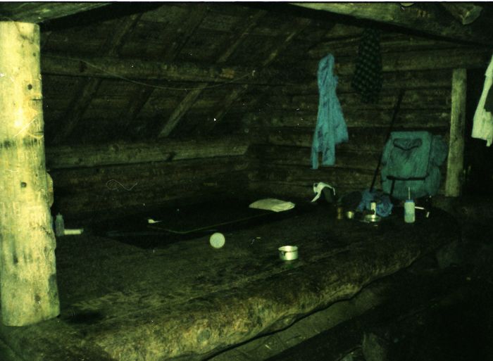 Day 4, Thursday August 21, 1997: My third night's camp, at Flowed Lands, was in Calamity #1. (Photo 9:30 AM next morning)