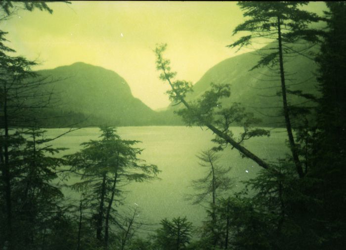 The view north along Lake Colden toward Avalanche Lake and Avalanche Pass, about 3:15 PM.
