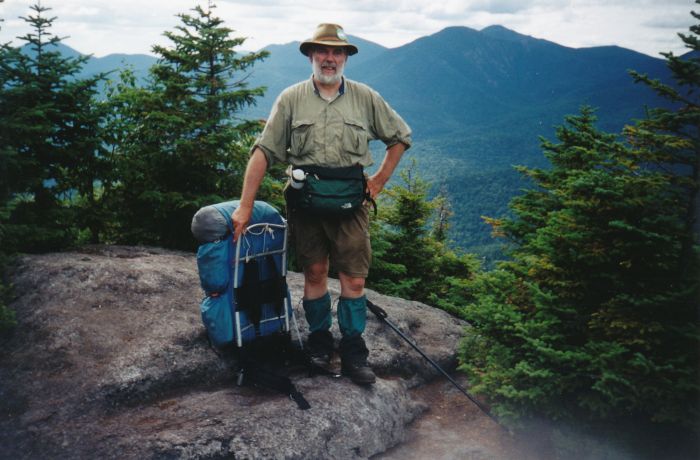 I reached the Ausable Club Wardens' Camp shortly before noon and, after a very steep climb, the col between Blake (right) and Colvin (left) about 2:30 PM. I reached Colvin's summit shortly before 4:00 PM, meeting there the grandson of one of our camp neighbors. He'd just finished his 46 with Blake, and snapped this photo.
