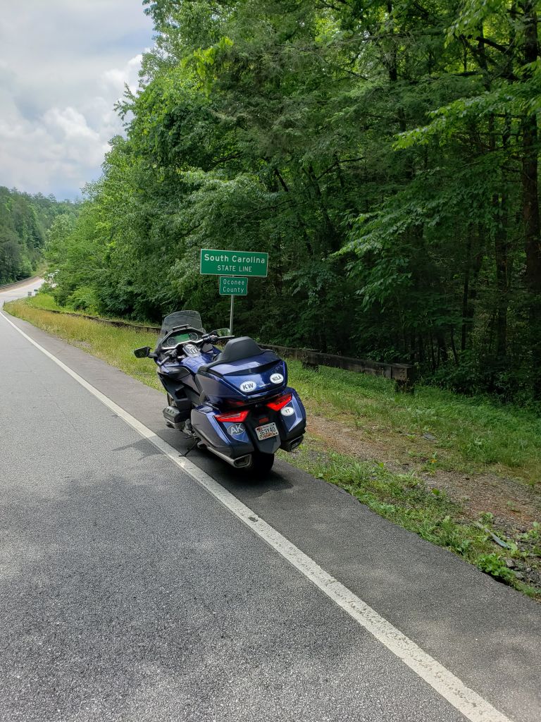 On June 7 we made Adel GA, and on the 8th moved on to Franklin NC. A ten-minute diversion at Clayton GA found the SC line to fill a hole in my "states visited" map. Just ahead is an attractive Chattooga River recreation area. We made Franklin about 2PM.