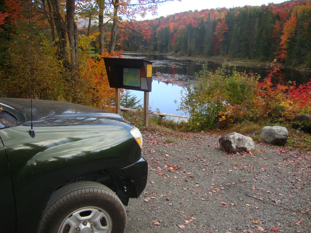 At 3:20 PM the canoe is loaded and we're ready to drive the 6.1 dirt-road miles south to the Blue Ridge Road
