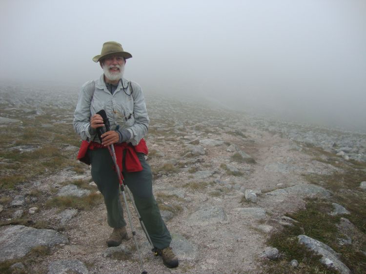 As I was heading back toward the T, at 11:20 AM, I saw two hikers picking their way across the boulders to my right... as I had done, on the way up! I pointed out this good path to them, and they snapped my photo. Later, they helped me find the path to Cairn Toul.