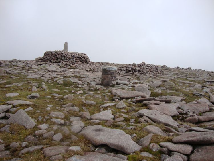 This shows the rounded MacDui summit. Vague paths came in from several directions, including mine from the east... but I was convinced of the direction I should take, and it turned out (I discovered later) to be WEST...