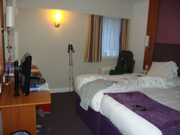 Thursday, July 14 (Day 49), 6:00 AM: Room 205, Premier Inn, Glasgow! The bus arrived at 1:00 PM; by 2:30 I'd visited Nevisport, a Subway (lunch), checked in, and printed my boarding passes. I worked on my pack the rest of Wednesday, and left for Glasgow International about 8:00 AM Thursday. This trip was over.