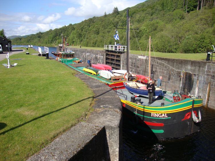 I was just leaving my Moy Bridge camp, Sunday morning at 9:15 AM, when the lockman opened the Swing Bridge so the Fingal could pass through. 