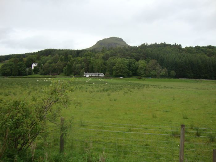 The countryside, 1 1/2 hours into my walk. Lots of sheep, and a highway (A81) over there, and there's a distillery (Glengoyne) somewhere around here. 