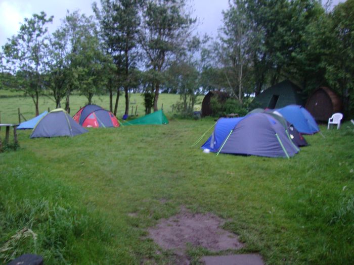 My first night out! Drymen Campsite, reached about 3:30 PM Friday 5/27/11. The green 8x10 silicone tarp worked well.