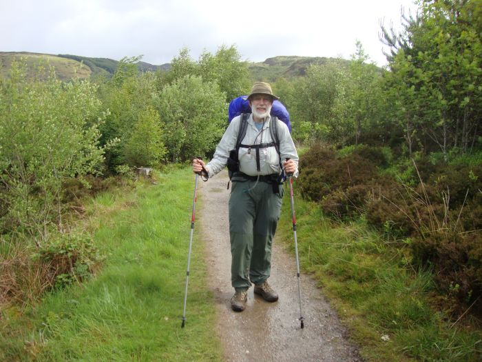 Half an hour after leaving Balmaha, Sunday morning, I'd shucked the rain gear (but not the pack cover) and was moving north on this nice path between Loch Lomond and the highway.