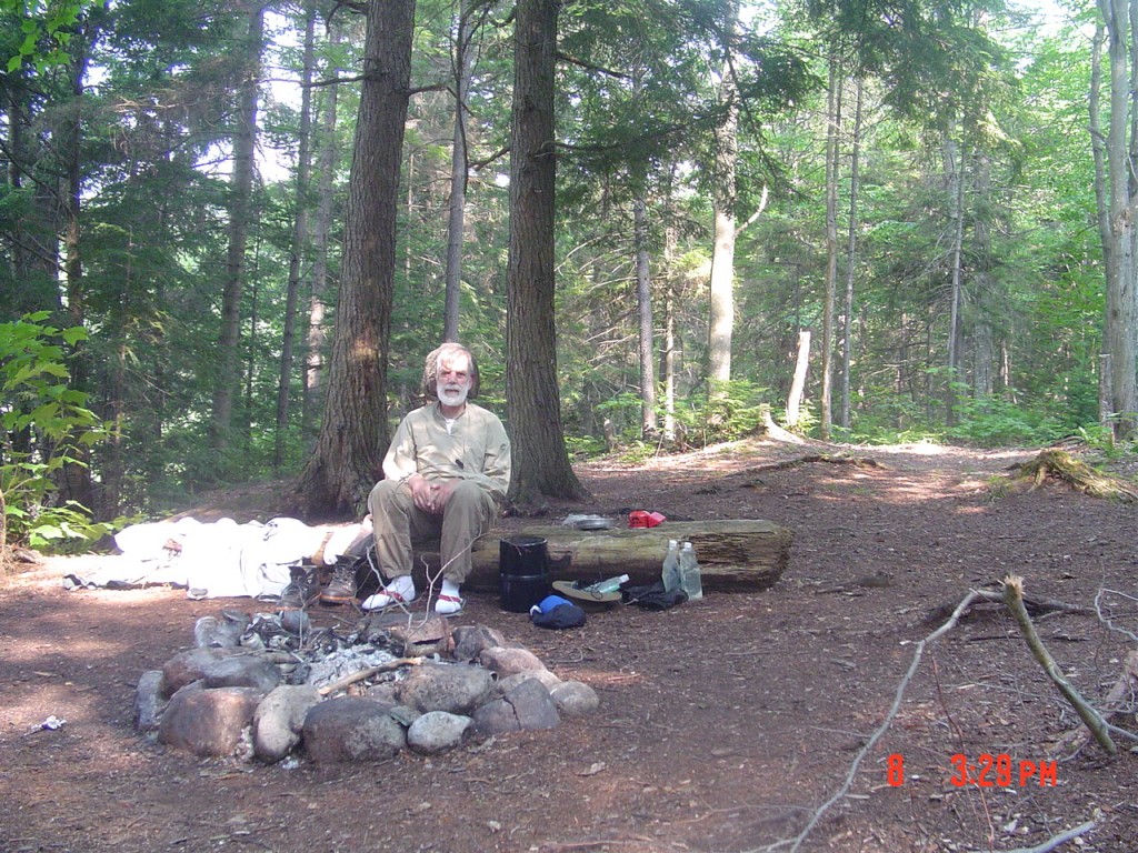 Half an hour along the Santanoni Great Camp road brings the trail to Moose Pond, on the left, and in two hours it brought me here, to Moose Pond's site #1. It's actually 2:42 from lunch, and 6:23 from "home." A good first day!