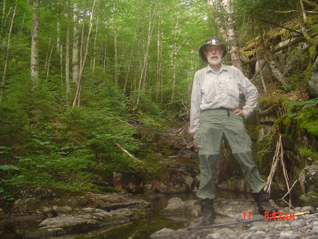 Friday morning (July 11 2008) I left the Ward Brook Leanto at 7:20 AM, and the Blueberry Leanto, after a short break, at 8AM. Ten minutes later the cairn for the Seward herd path arrived, and half an hour along it I took photo. It showed that I'd left my Petzl Tikka on since leaving Blueberry!