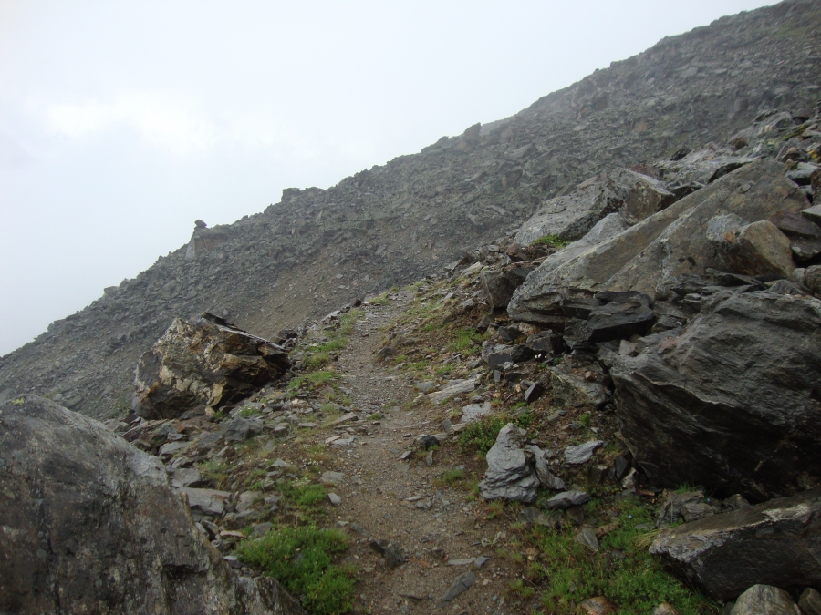 This is the trail, headed north, just after I left my lunch stop. I wondered what I'd do if my quadriceps turned rubbery up here, as they had on the soft forest path a couple of days ago. 