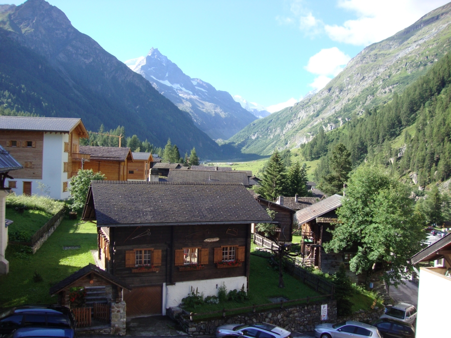 On another rest day, Saturday July 7 (Day 9), this is a 9:00 AM photo from my Zinal stop, Room 16 in Hotel du Trift. Yesterday's 9 1/2 hour day, through Forcletta, was much easier than my Augstbord day, but it was enough to warrant rest.