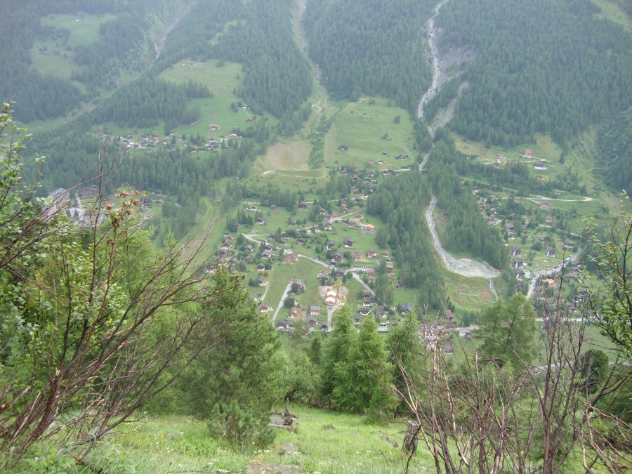 This is Zinal, about an hour and a half after my 7:20 AM start on Sunday, July 8 2012. I can't make out the main business district; I may still be south of it.