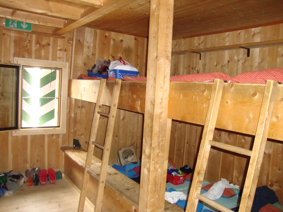 Here's my room at Cabane de Moiry; I'm on the lower left mattress, with 8 Belgian mountaineers. If this is a "room," I wonder what the "dorm" is like!